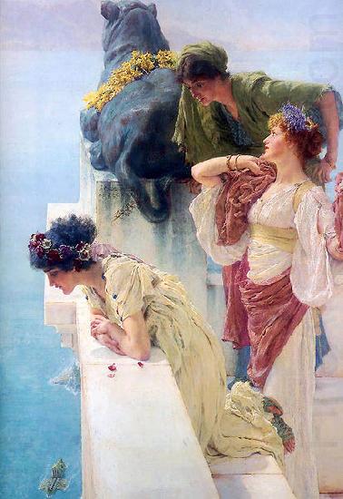 Sir Lawrence Alma-Tadema,OM.RA,RWS A coign of vantage oil painting picture